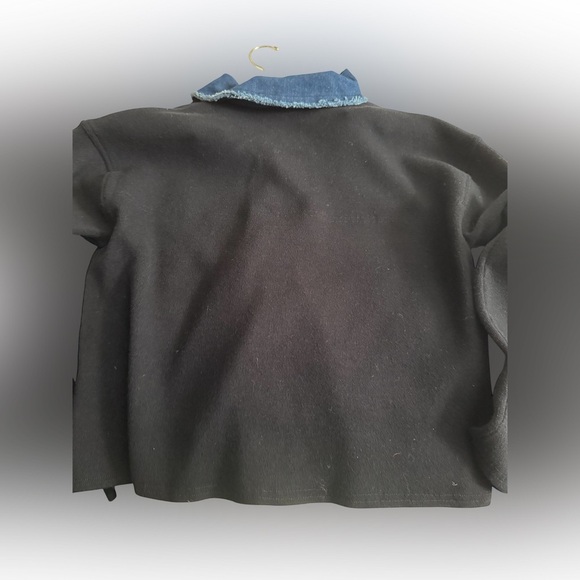 Nanette Lepore Black/Denim Contrast Streetwear Casual Trucker Jacket SZ-M - Picture 5 of 7